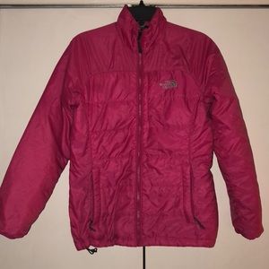 Pink North Face puffer jacket